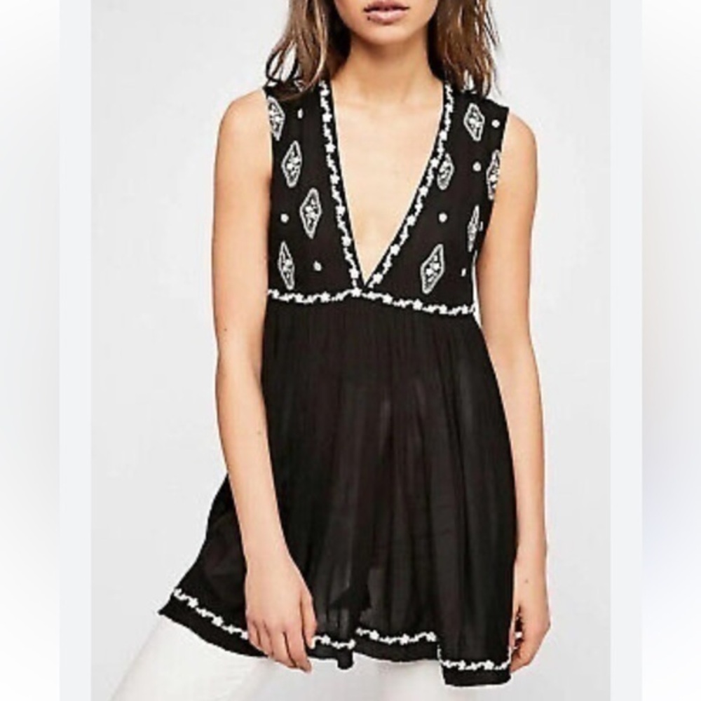 Free People Embroidered Top Size S